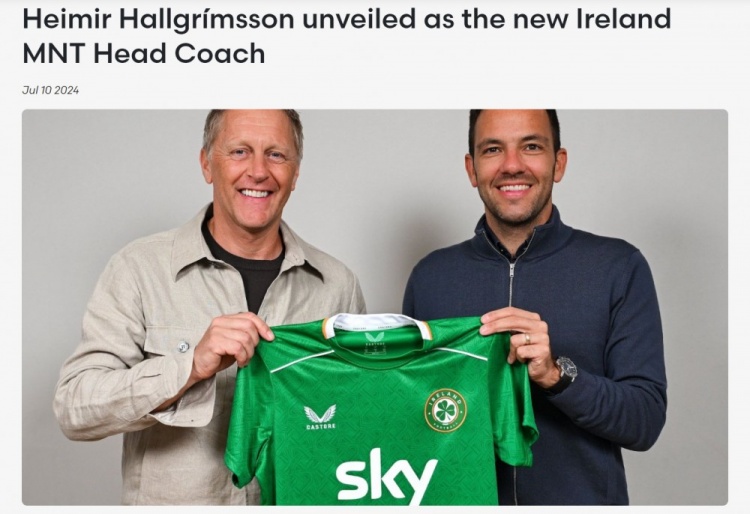 冰岛教练哈尔格里姆松被任命为爱尔兰男足主教练 