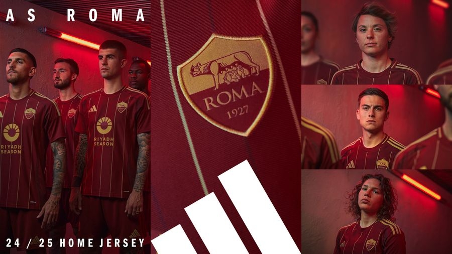罗马发布2024/25赛季全新主场球衣 